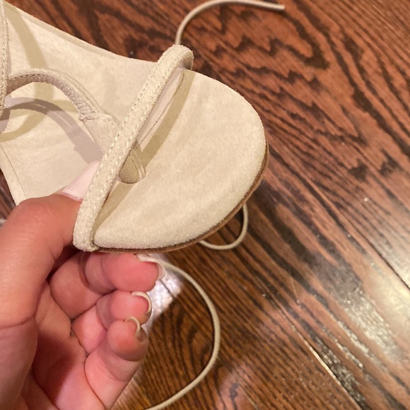 Raye Revolve Tan Suede Ankle Wrap Heels - Picture 7 of 8